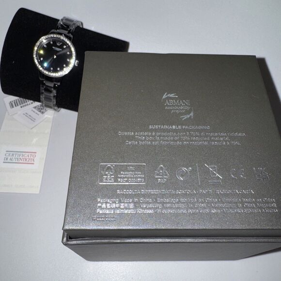 Emporio Armani Cleo Quartz Crystal Black Dial Ladies Watch AR70008 main image 5